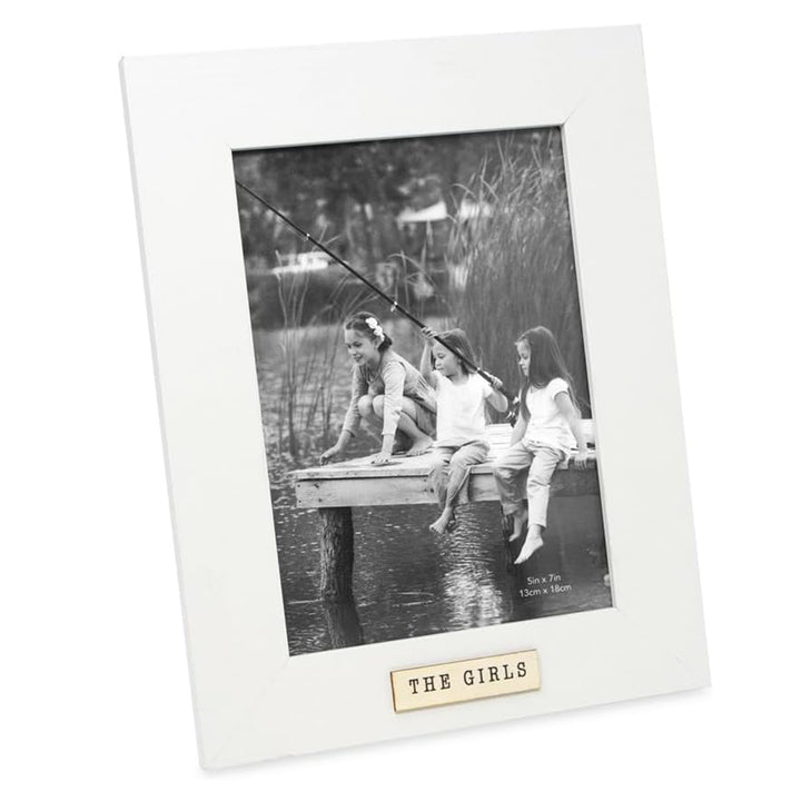 Isaac Jacobs Wood Sentiments "The Girls" Picture Frame, Keepsake Photo Frame with Easel and a Hanging Tab for Tabletop, Desktop &amp; Wall Display_