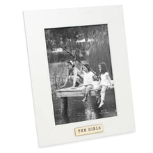 Isaac Jacobs Wood Sentiments "The Girls" Picture Frame, Keepsake Photo Frame with Easel and a Hanging Tab for Tabletop, Desktop & Wall Display_#color_white_5x7_vertical