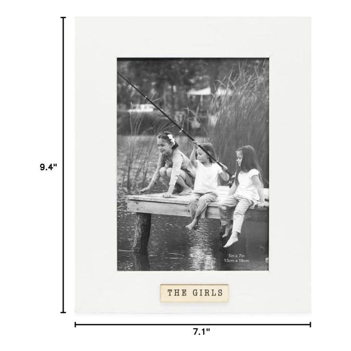 Isaac Jacobs Wood Sentiments "The Girls" Picture Frame, Keepsake Photo Frame with Easel and a Hanging Tab for Tabletop, Desktop &amp; Wall Display