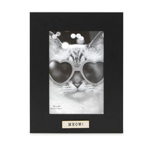 Isaac Jacobs Wood Sentiments Cat "Meow" Picture Frame, Keepsake Photo Frame with Easel and a Hanging Tabs for Tabletop, Desktop & Wall Display_#color_black_4x6_vertical