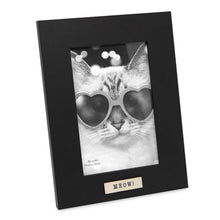 Isaac Jacobs Wood Sentiments Cat "Meow" Picture Frame, Keepsake Photo Frame with Easel and a Hanging Tabs for Tabletop, Desktop & Wall Display_#color_black_4x6_vertical