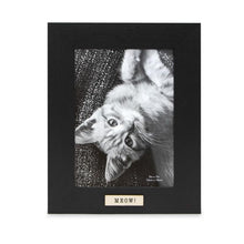 Isaac Jacobs Wood Sentiments Cat "Meow" Picture Frame, Keepsake Photo Frame with Easel and a Hanging Tabs for Tabletop, Desktop & Wall Display_#color_black_5x7_vertical