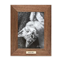 Isaac Jacobs Wood Sentiments Cat "Meow" Picture Frame, Keepsake Photo Frame with Easel and a Hanging Tabs for Tabletop, Desktop & Wall Display