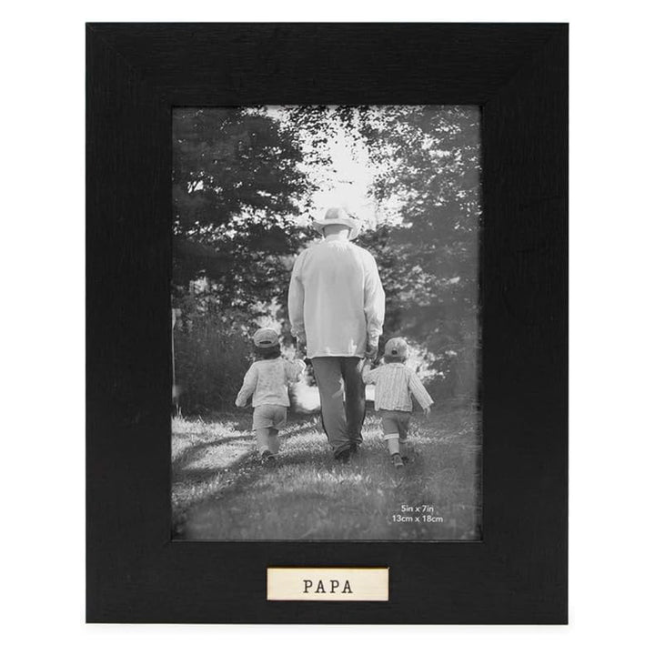 Isaac Jacobs Wood Sentiments "Papa" Picture Frame, Keepsake Photo Frame with Easel and a Hanging Tabs for Tabletop, Desktop &amp; Wall Display_