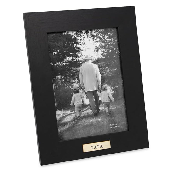 Isaac Jacobs Wood Sentiments "Papa" Picture Frame, Keepsake Photo Frame with Easel and a Hanging Tabs for Tabletop, Desktop &amp; Wall Display_