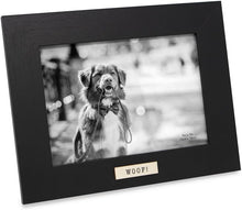 Isaac Jacobs Wood Sentiments Dog "Woof!" Picture Frame, Keepsake Photo Frame with Easel and a Hanging Tabs for Tabletop, Desktop & Wall Display_#color_black_5x7_horizontal