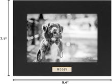 Isaac Jacobs Wood Sentiments Dog "Woof!" Picture Frame, Keepsake Photo Frame with Easel and a Hanging Tabs for Tabletop, Desktop & Wall Display_#color_black_5x7_horizontal