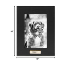 Isaac Jacobs Wood Sentiments Dog "Woof!" Picture Frame, Keepsake Photo Frame with Easel and a Hanging Tabs for Tabletop, Desktop & Wall Display_#color_black_4x6_vertical