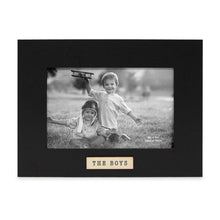 Isaac Jacobs Wood Sentiments "The Boys" Picture Frame, Keepsake Photo Frame with Easel and a Hanging Tabs for Tabletop, Desktop & Wall Display_#color_black_4x6_horizontal