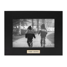 Isaac Jacobs Wood Sentiments "The Boys" Picture Frame, Keepsake Photo Frame with Easel and a Hanging Tabs for Tabletop, Desktop & Wall Display_#color_black_5X7_Horizontal