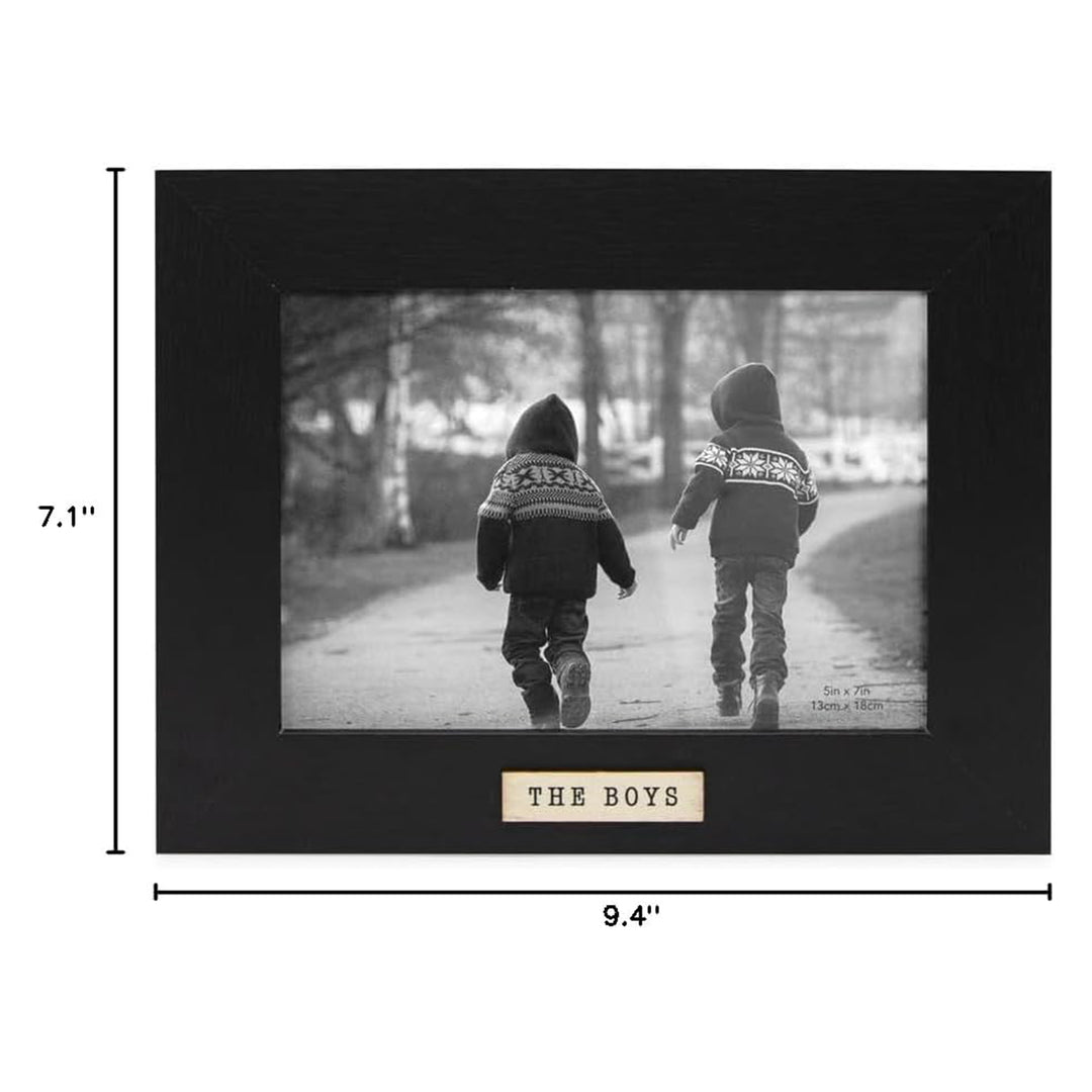 Isaac Jacobs Wood Sentiments "The Boys" Picture Frame, Keepsake Photo Frame with Easel and a Hanging Tabs for Tabletop, Desktop &amp; Wall Display_