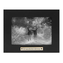 Isaac Jacobs Wood Sentiments "Grandchildren" Picture Frame, Keepsake Photo Frame with Easel and a Hanging Tabs for Tabletop, Desktop & Wall Display #color_black_5x7 Horizontal