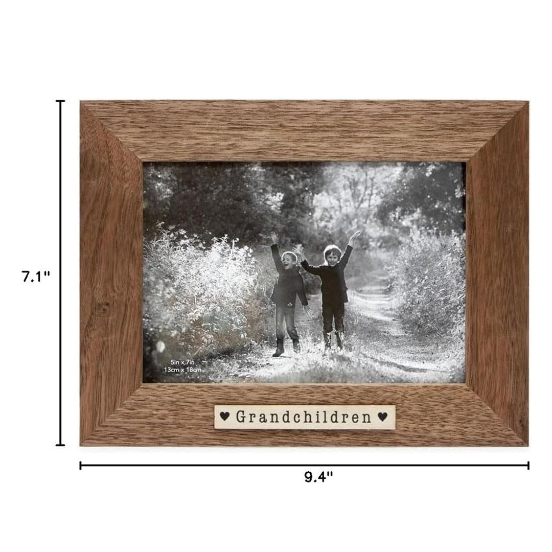Isaac Jacobs Wood Sentiments "Grandchildren" Picture Frame, Keepsake Photo Frame with Easel and a Hanging Tabs for Tabletop, Desktop &amp; Wall Display