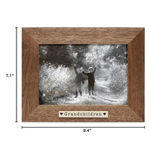 Isaac Jacobs Wood Sentiments "Grandchildren" Picture Frame, Keepsake Photo Frame with Easel and a Hanging Tabs for Tabletop, Desktop & Wall Display