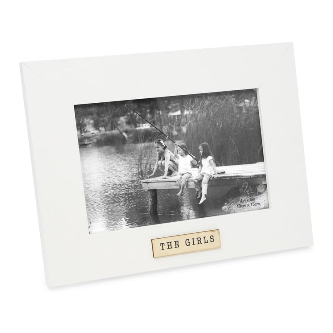 Isaac Jacobs Wood Sentiments "The Girls" Picture Frame, Keepsake Photo Frame with Easel and a Hanging Tab for Tabletop, Desktop &amp; Wall Display_
