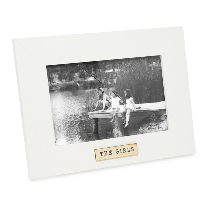 Isaac Jacobs Wood Sentiments "The Girls" Picture Frame, Keepsake Photo Frame with Easel and a Hanging Tab for Tabletop, Desktop &amp; Wall Display_