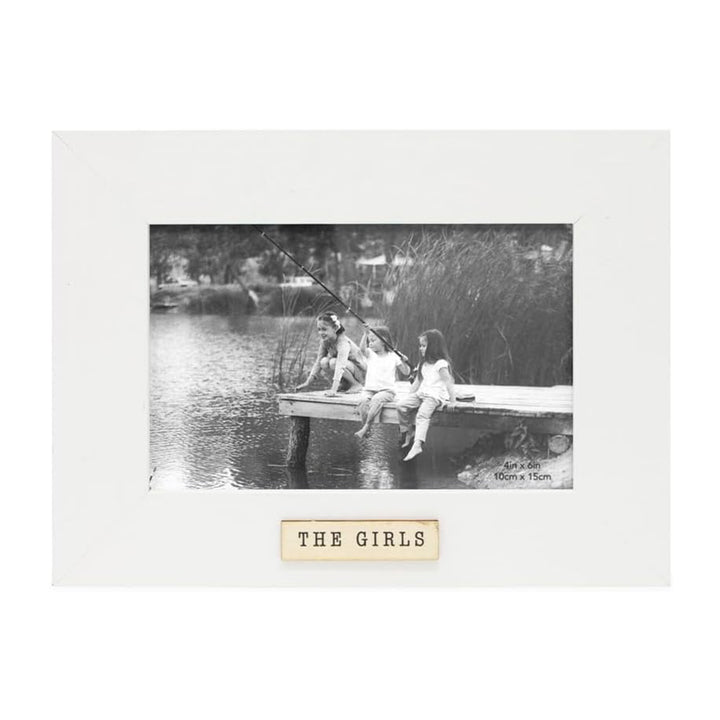 Isaac Jacobs Wood Sentiments "The Girls" Picture Frame, Keepsake Photo Frame with Easel and a Hanging Tab for Tabletop, Desktop &amp; Wall Display_