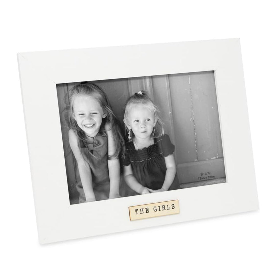 Isaac Jacobs Wood Sentiments "The Girls" Picture Frame, Keepsake Photo Frame with Easel and a Hanging Tab for Tabletop, Desktop &amp; Wall Display_