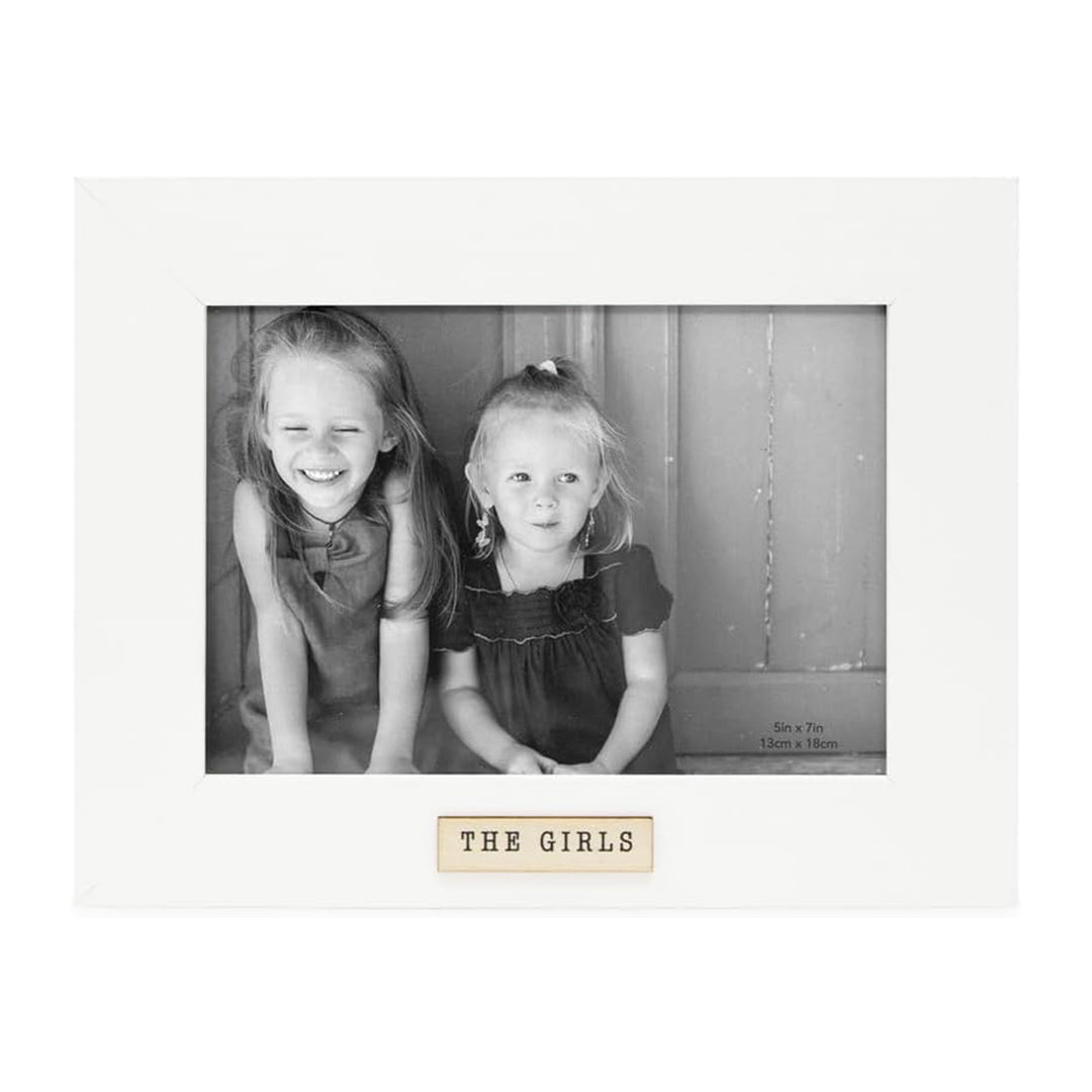 Isaac Jacobs Wood Sentiments "The Girls" Picture Frame, Keepsake Photo Frame with Easel and a Hanging Tab for Tabletop, Desktop &amp; Wall Display_