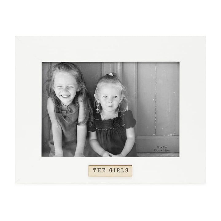 Isaac Jacobs Wood Sentiments "The Girls" Picture Frame, Keepsake Photo Frame with Easel and a Hanging Tab for Tabletop, Desktop &amp; Wall Display_