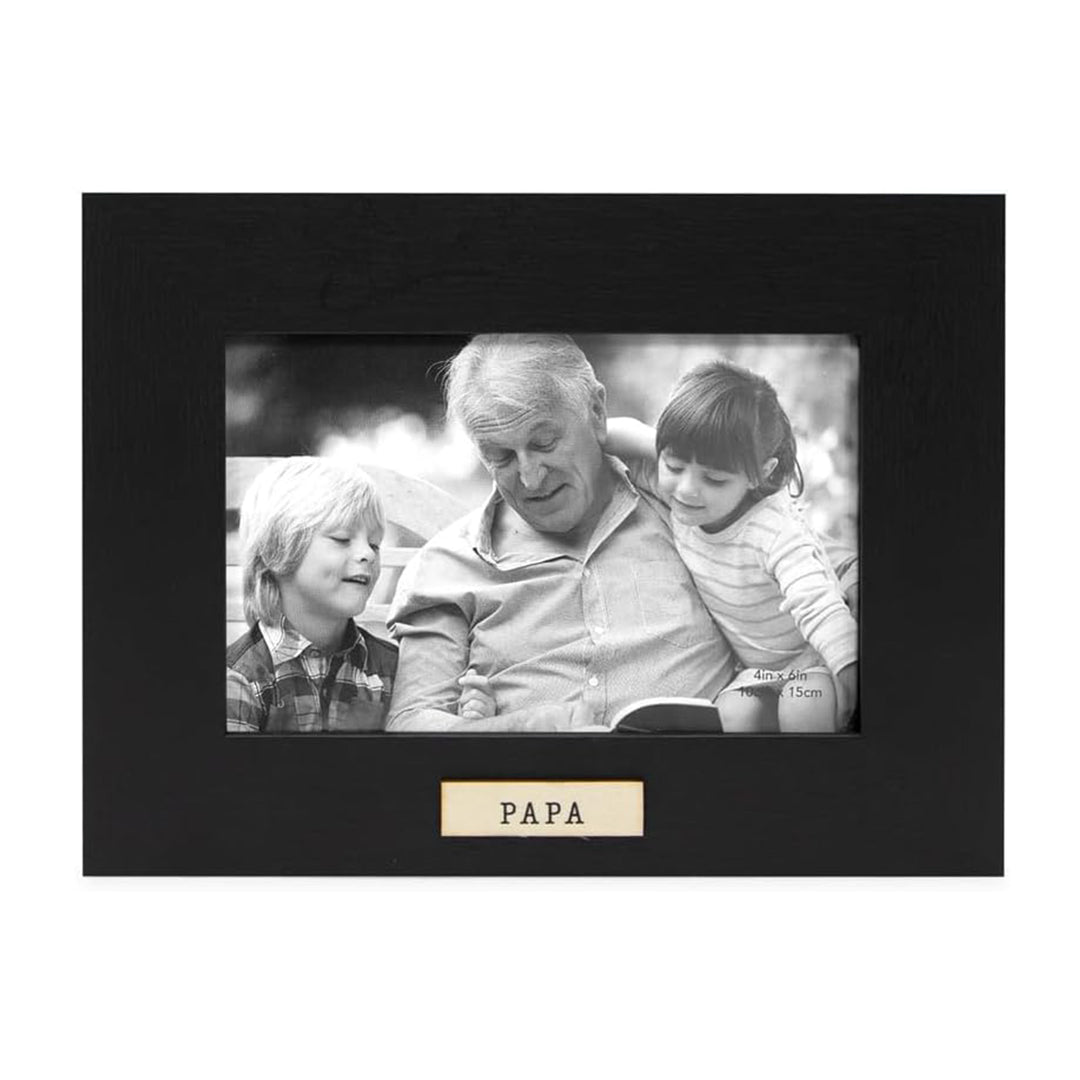 Isaac Jacobs Wood Sentiments "Papa" Picture Frame, Keepsake Photo Frame with Easel and a Hanging Tabs for Tabletop, Desktop &amp; Wall Display_