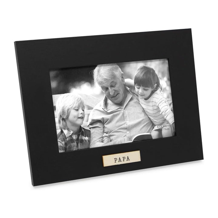Isaac Jacobs Wood Sentiments "Papa" Picture Frame, Keepsake Photo Frame with Easel and a Hanging Tabs for Tabletop, Desktop &amp; Wall Display_