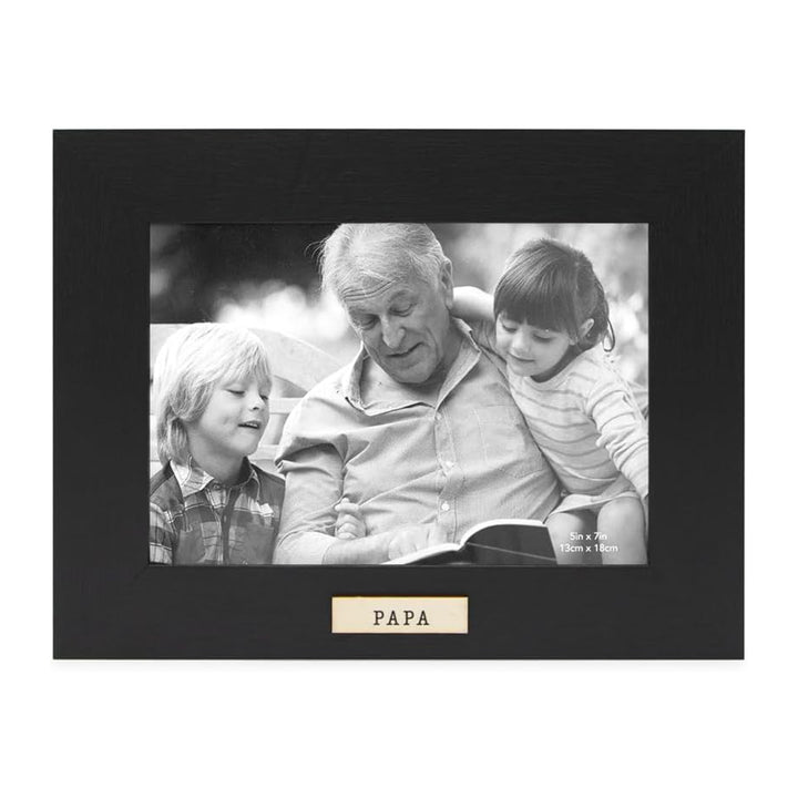 Isaac Jacobs Wood Sentiments "Papa" Picture Frame, Keepsake Photo Frame with Easel and a Hanging Tabs for Tabletop, Desktop &amp; Wall Display_