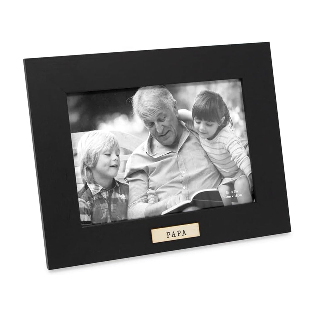 Isaac Jacobs Wood Sentiments "Papa" Picture Frame, Keepsake Photo Frame with Easel and a Hanging Tabs for Tabletop, Desktop &amp; Wall Display_
