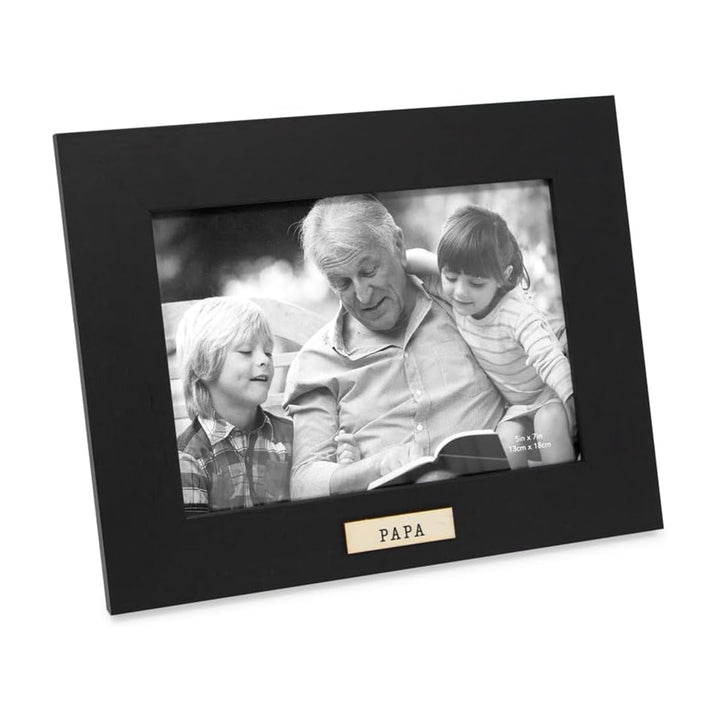 Isaac Jacobs Wood Sentiments "Papa" Picture Frame, Keepsake Photo Frame with Easel and a Hanging Tabs for Tabletop, Desktop &amp; Wall Display_