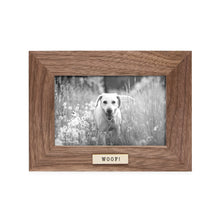Isaac Jacobs Wood Sentiments Dog "Woof!" Picture Frame, Keepsake Photo Frame with Easel and a Hanging Tabs for Tabletop, Desktop & Wall Display_#color_brown_4x6_horizontal