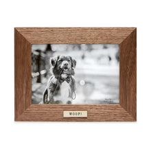 Isaac Jacobs Wood Sentiments Dog "Woof!" Picture Frame, Keepsake Photo Frame with Easel and a Hanging Tabs for Tabletop, Desktop & Wall Display_#color_brown_5x7_horizontal