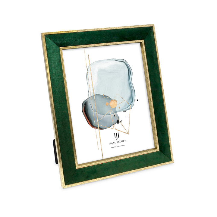 Isaac Jacobs Velvet Picture Frame with Metallic Double Border, Photo Frame, Horizontal &amp; Vertical, Made for Tabletop &amp; Wall Display, for Home and Office