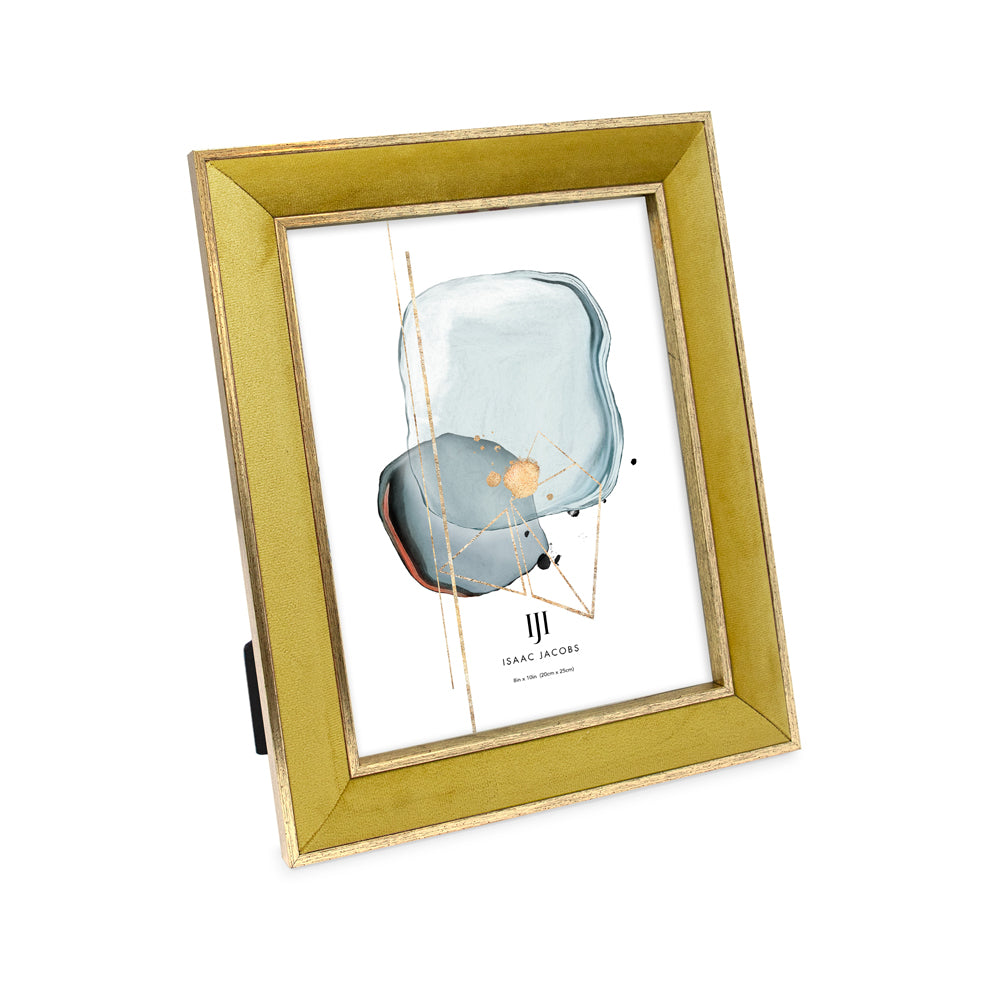 Isaac Jacobs Velvet Picture Frame with Metallic Double Border, Photo Frame, Horizontal &amp; Vertical, Made for Tabletop &amp; Wall Display, for Home and Office