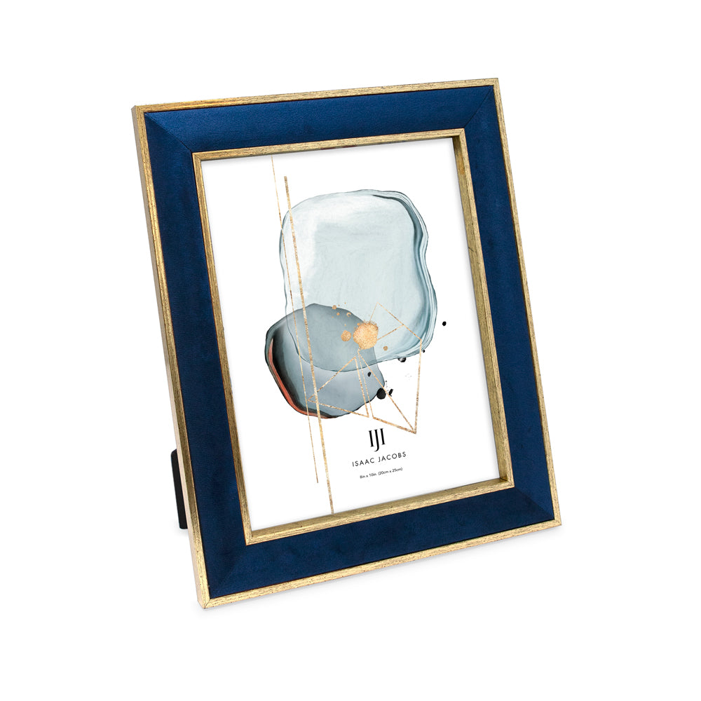 Isaac Jacobs Velvet Picture Frame with Metallic Double Border, Photo Frame, Horizontal &amp; Vertical, Made for Tabletop &amp; Wall Display, for Home and Office