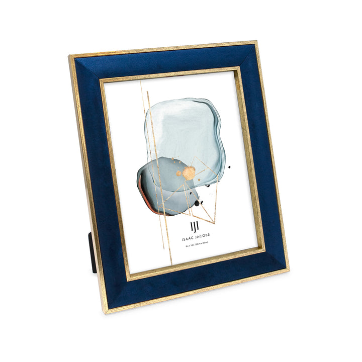 Isaac Jacobs Velvet Picture Frame with Metallic Double Border, Photo Frame, Horizontal &amp; Vertical, Made for Tabletop &amp; Wall Display, for Home and Office