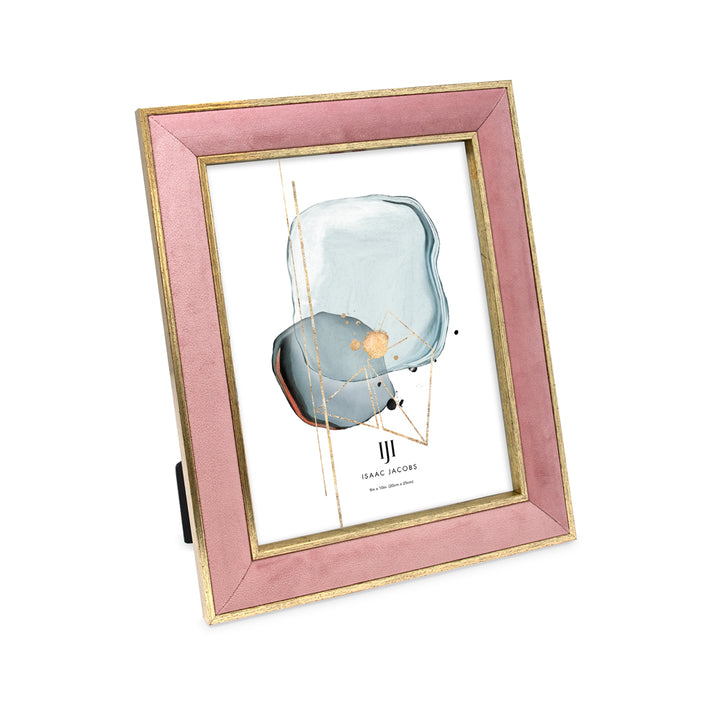 Isaac Jacobs Velvet Picture Frame with Metallic Double Border, Photo Frame, Horizontal &amp; Vertical, Made for Tabletop &amp; Wall Display, for Home and Office