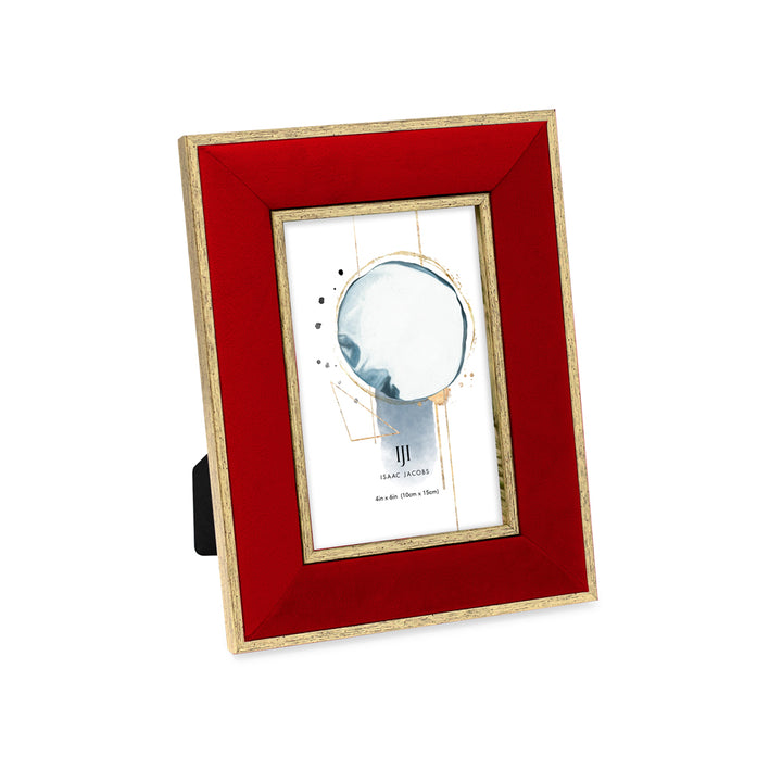Isaac Jacobs Velvet Picture Frame with Metallic Double Border, Photo Frame, Horizontal &amp; Vertical, Made for Tabletop &amp; Wall Display, for Home and Office