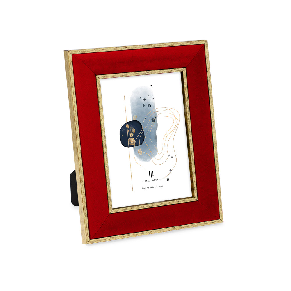 Isaac Jacobs Velvet Picture Frame with Metallic Double Border, Photo Frame, Horizontal &amp; Vertical, Made for Tabletop &amp; Wall Display, for Home and Office