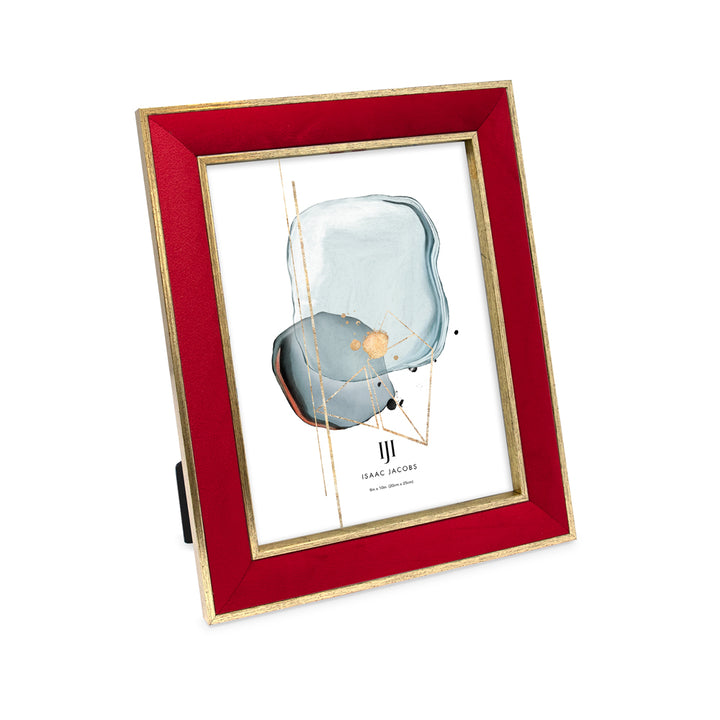 Isaac Jacobs Velvet Picture Frame with Metallic Double Border, Photo Frame, Horizontal &amp; Vertical, Made for Tabletop &amp; Wall Display, for Home and Office