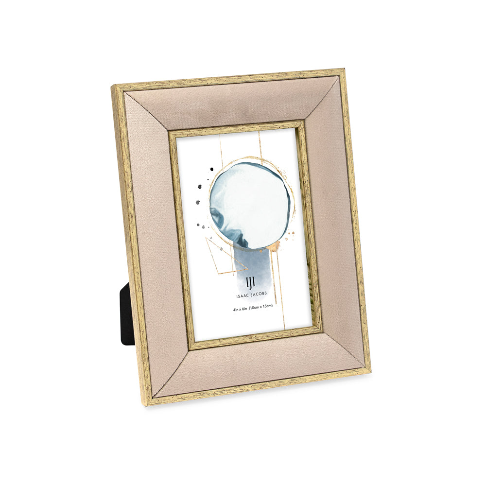 Isaac Jacobs Velvet Picture Frame with Metallic Double Border, Photo Frame, Horizontal &amp; Vertical, Made for Tabletop &amp; Wall Display, for Home and Office