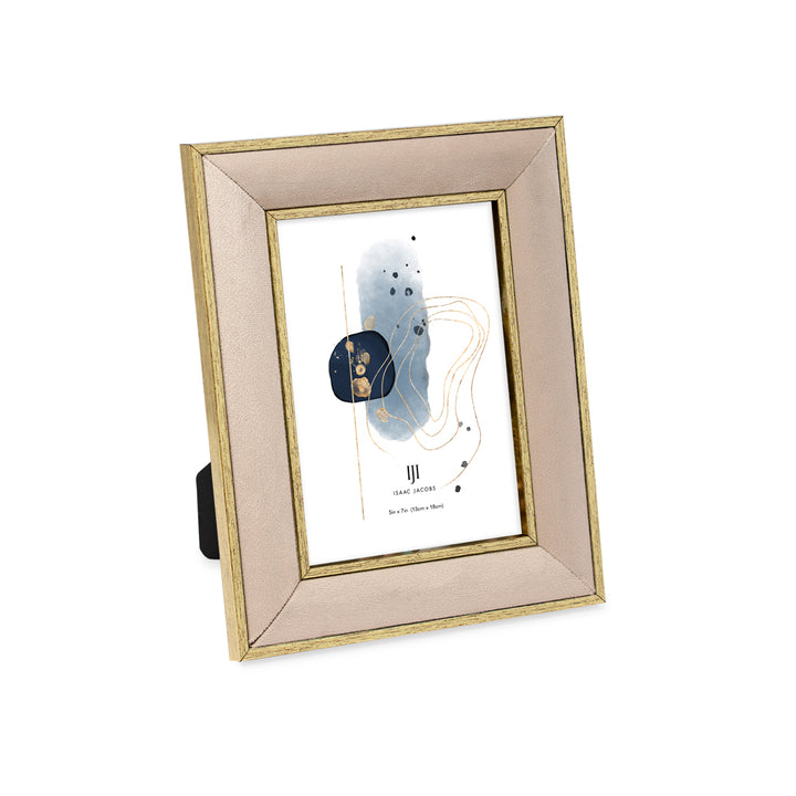 Isaac Jacobs Velvet Picture Frame with Metallic Double Border, Photo Frame, Horizontal &amp; Vertical, Made for Tabletop &amp; Wall Display, for Home and Office