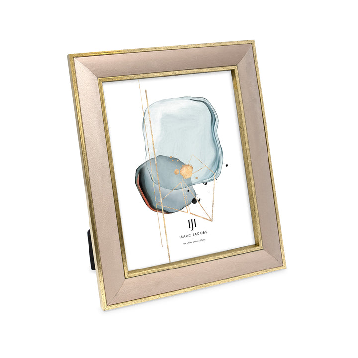 Isaac Jacobs Velvet Picture Frame with Metallic Double Border, Photo Frame, Horizontal &amp; Vertical, Made for Tabletop &amp; Wall Display, for Home and Office