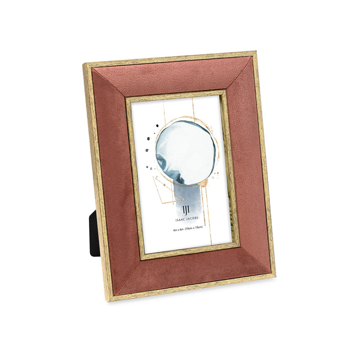 Isaac Jacobs Velvet Picture Frame with Metallic Double Border, Photo Frame, Horizontal &amp; Vertical, Made for Tabletop &amp; Wall Display, for Home and Office