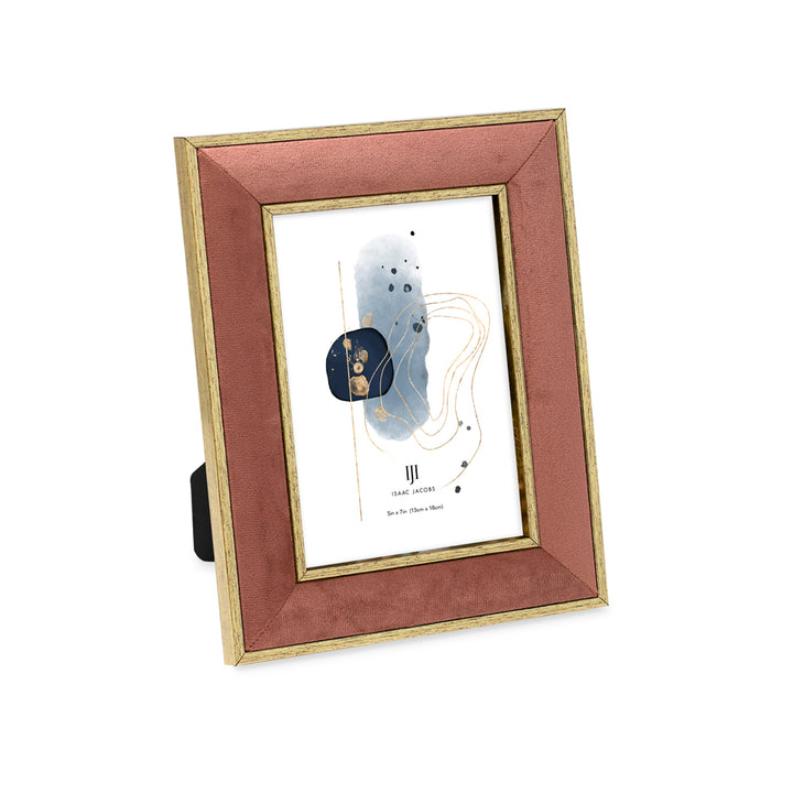 Isaac Jacobs Velvet Picture Frame with Metallic Double Border, Photo Frame, Horizontal &amp; Vertical, Made for Tabletop &amp; Wall Display, for Home and Office