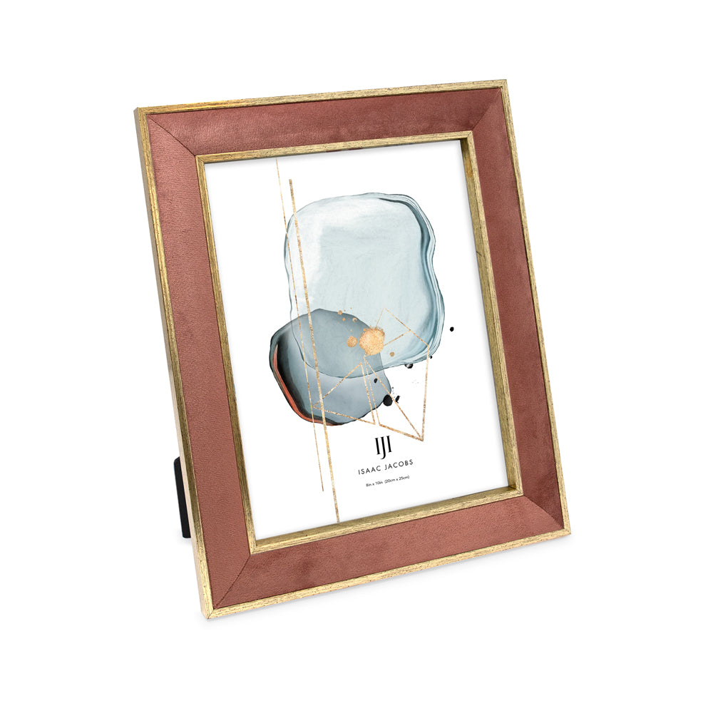 Isaac Jacobs Velvet Picture Frame with Metallic Double Border, Photo Frame, Horizontal &amp; Vertical, Made for Tabletop &amp; Wall Display, for Home and Office