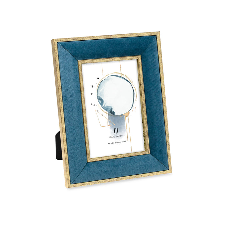 Isaac Jacobs Velvet Picture Frame with Metallic Double Border, Photo Frame, Horizontal &amp; Vertical, Made for Tabletop &amp; Wall Display, for Home and Office