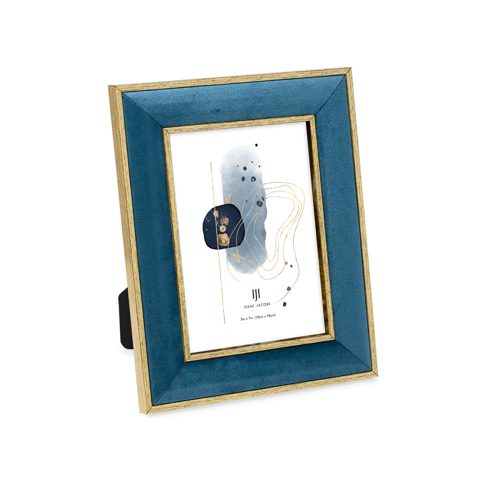 Isaac Jacobs Velvet Picture Frame with Metallic Double Border, Photo Frame, Horizontal &amp; Vertical, Made for Tabletop &amp; Wall Display, for Home and Office