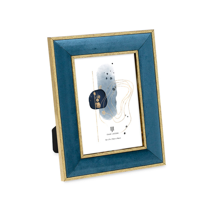 Isaac Jacobs Velvet Picture Frame with Metallic Double Border, Photo Frame, Horizontal &amp; Vertical, Made for Tabletop &amp; Wall Display, for Home and Office