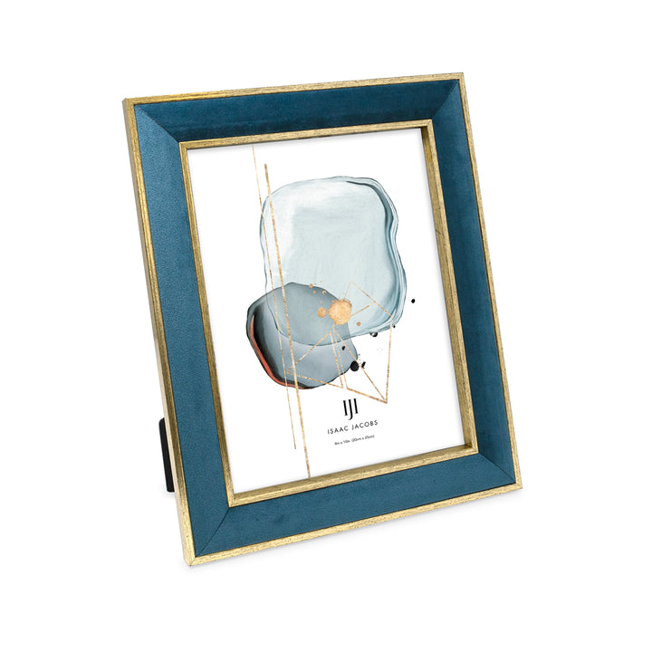 Isaac Jacobs Velvet Picture Frame with Metallic Double Border, Photo Frame, Horizontal &amp; Vertical, Made for Tabletop &amp; Wall Display, for Home and Office