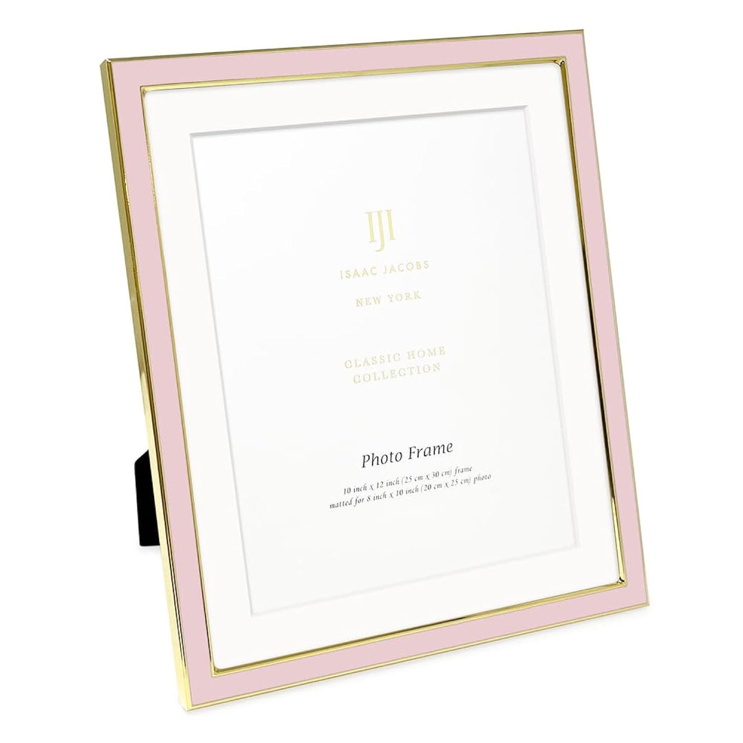 Isaac Jacobs Enamel Picture Frame with Metal Edge with Easel, Tabletop Display, Wall Décor, Photo Gallery